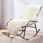 Genuine Sheepskin Rug Large (170x55cm, Ivory) MYLUNE HOME Ultra Soft Fluffy Area Rugs Plush Chair Cover Sheepskin Cushion For Living Room, Sofa, Chair Carpet, Settee, Bed