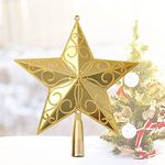 BIG BOX Star Christmas Tree Topper, Gold Glittered Christmas Topper, Christmas Tree Decoration Ornaments for Party Home Décor