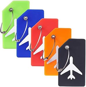 LAKNUY 5 Pack Personalized Luggage Tags，Silicone Suitcase Tags with Name Cards，Bright Color Suitcase Label Identifiers (5 Pack Multiple Colors)