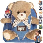 Naturally KIDS Toddler Backpack w Stuffed Animal Toy, Small Kids Backpacks for Grls Boys, Toddler Gifts, Teddy Bear Toys