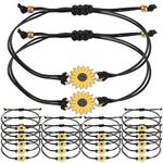 Lusofie 20 Pcs Sunflower Bracelets Adjustable Handmade Friendship Bracelet Bulk Boho Braided Rope String Bracelets Handmade Friendship Bracelets for Women Girls Summer Party Gift Favors