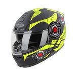Steelbird SBH-40 Cyber ISI Certified Full Face Graphic Helmet for Men and Women with Inner Sun Shield (X-Large 620 MM, Matt Black Neon)