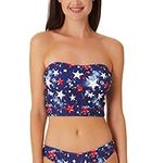 California Waves Women Juniors' Splatter-Star Long-Line Bandeau Top, Blue Multi, Small