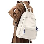 School Backpack for Women Men College High School Bag for Boys Girls Casual Daypack Laptop Backpack Waterproof White Bookbag