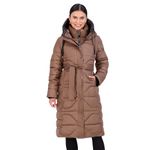 Vince Camuto Hooded Women's Puffer Jacket, Womens Onion-Quilted Long Winter Coat, Coffee, Medium