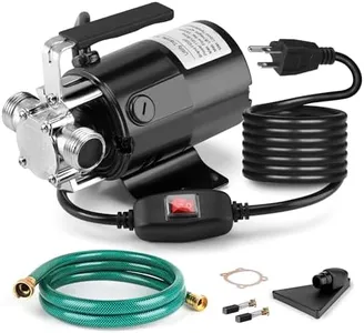 FIDISP Water Transfer Pump, 115V 1/10HP Electric Utility Pump with On/Off Switch 1 * 6ft Water Hoses Kit for Removing Water from Garden Pools Aquariums Hot Tub Draining 1/8’’ Low Suction