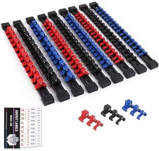 SWANLAKE Organizer Socket Holder, 9PCS 1/4-Inch x 48 Clips, 3/8-Inch x 45 Clips, 1/2-Inch x 36 Clips, Premium Quality Socket Clip Rail Holder (9PC)