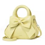 SYGA Women Bow Handheld Shoulder Bag Crossbody Fresh And Sweet Girly Style Small Bucket Bag (Yellow)