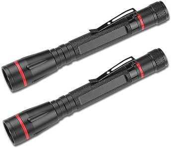 MVIOCS 2 Pack Mini Flashlight 3 Modes - Small LED High Lumens Pen Light with Clip, Zoomable, Portable Pocket Compact Torch for Camping, Emergency, Inspection