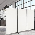 GiantexUK Foldable 3-Panel Room Divider, Movable Wall Privacy Separator, Screen Protector for Bedroom, Living Room and Balcony (White)