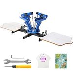 VEVOR Screen Printing Machine, 4 Color 2 Station 360° Rotable Silk Screen Printing Press, 21.2x17.7in / 54x45cm Screen Printing Press, Double-Layer Positioning Pallet for T-Shirt DIY Printing