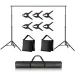 NEEWER Backdrop Stand 10ft x 7ft, Adjustable Photo Studio Backdrop Support System for Wedding Parties Background Portrait Photography with 4 Crossbars, 6 Clamps, 2 Black Sandbags and Carrying Bag