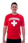 LIFEGUARD Officially Licensed Mens Performance Active Moisture Wicking Cooling Tee Shirt, Red, Small