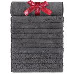 HOMEXCEL Hand Towels for Bathroom 12 Pack, Highly Absorbent Microfiber Towel for Bathroom, Gym, Beauty, Spa and Hotel, Soft and Quick Drying Grey Hand Towel 15 x 25 inches