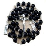 HANUMEX® Black Bead Alloy Rosary Cross, Glass/Chain Necklace with Jesus Cross Pendant For Men and Women Authentic Chain Stylish & Fancy Neckpiece for All Occasion