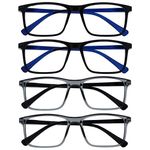 Opulize Ink 4 Pack Reading Glasses Large Black Grey Mens Womens Spring Hinges RRRR4-1177 +3.00