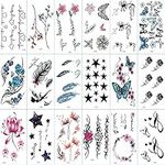 Yesallwas 30 Sheets cute Temporary Tattoo Sticker Fake Tattoos for Women Girls Models,Waterproof Long Lasting Body Art Makeup Sexy Realistic Tattoos (C)