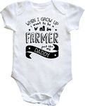 Hippowarehouse When I Grow Up I Want to be a Farmer Just Like My Daddy Kids Unisex Hoodie Hooded top Baby Vest Bodysuit (Short Sleeve) Boys Girls White