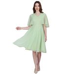 First Arrival Women Dress Flared Style Plain Knee Gown s Light Green