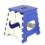 OLAHRAGA 12 Inch Folding Step Stool - Holds Up to 90 Kg - Lightweight Plastic Folding Stool for Kids or Adults, Kitchen, Bathroom, Bedroom and Living Room (Blue)