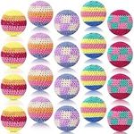 Hiboom 20 Pcs Hacky Ball Multicolored Crochet Knitted Juggling Sacks Juggling Balls Assorted Geometric Patterns Juggling Bean Bags Funny Footbags Kick Sack Toys for Indoor Outdoor Adults, 5 Styles