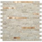 DICOFUN 10-Sheet Peel and Stick Backsplash Wall Tile, PVC Kitchen in Beige, 9.4 sq.ft