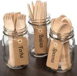 HOT BARGAINS 300pcs Wooden Cutlery Set Disposable Biodegradable - 100 Spoons, 100 Knives, 100 Forks Sealed - Hygiene Proof, Birch Wood Eco Friendly (PACK of 300)