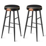 VASAGLE Echo Collection Bar Stools Set of 2, Kitchen Counter Stools, Breakfast Stools, Synthetic Leather with Stitching, 30-Inch Tall, Home Bar Dining Room, Easy Assembly, Ink Black ULBC090B01