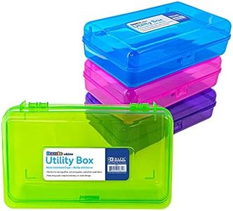 BAZIC Plastic Pencil Case Utility Storage Box, Bright Color, Multi Purpose Organizer for Pens Pencils, 24-Pack