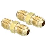 PATIKIL 1/4"Male x 1/4" Male Brass Flare Union Connector, 3 Pcs Gas Adapter Brass Tube Coupler Pipe Fitting for Hose Fitting