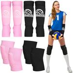 Twistover 4 Pairs Volleyball Knee Pads and Volleyball Arm Sleeves Soft Breathable Volleyball Accessories Volleyball Wrist Guard with Thumb Holes and Protection Pads for Women Girls Hitting Passing