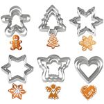 Orapink 18 Pieces Christmas Cookie Cutters Set Stainless Steel Xmas Cookie Cutters Holiday Biscuit Cutter for Baking - Gingerbread Man, Christmas Tree, Snowflake, Angel, Star and Heart