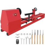 HAowosi Upgraded Wood Lathe 14" x 40", Power Wood Turning Lathe Adjustable 4 Speed 1100/1600/2300/3400RPM, Benchtop Mini Wood Lathe with 5 Chisels for Woodworking
