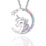 Luckimoli You are Magical Unicorn Necklace for Girls Moon Crystal Pendant Necklaces Unicorn Jewelry Gifts for Girls Daughter Granddaughter Niece Birthday