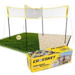 CROSSNET The Original 4 Square Volleyball Net and Backyard Yard Game Complete Set with Carrying Backpack, Ball, and Boundary Lines for Kids and Adults