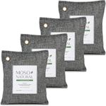 Moso Natural Air Purifying Bag 200g (4 Pack). A Scent Free Odour Eliminator for Cars, Closets, Bathrooms, Pet Areas. Premium Moso Bamboo Charcoal Odour Absorber. (Charcoal Grey)