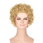 Annie Wig Adult Cosplay | FVCENT Short Curly Wavy Afro Wig Reddish Orange Clown Wig Women's Orphan Annie Costume Wig Party Halloween Cosplay Costume Wig (Blonde)