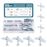HSEAMALL 55PCS M4 M5 M6 Toggle Bolt and Wing Nut Set for Plasterboard Hollow Wall Fixings Drywall Hanging