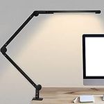 LED Desk Lamp with Clamp, Swing Arm Desk Light, Eye Caring Table Lamp, Dimmable, 5 Color Modes, Memory, Timer, Modern Architect Desk Lamps for Home Office Study Work Task Reading Drafting Workbench