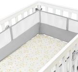 ELEPANDA 4 in 1 Breathable Mesh Liner for Life Size Cribs,Grey Covers-About 2 Pieces (51.18in x 9.64in), 2 Pieces(26,77in x9.64in) (Gray-)