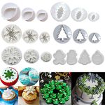 CCCYMM Set of 19 Pcs Christmas Cookie Plunger Cutters for Fondant Cake DIY Decoration, Xmas Chocolate Cupcake Pastry Fondant Stampers