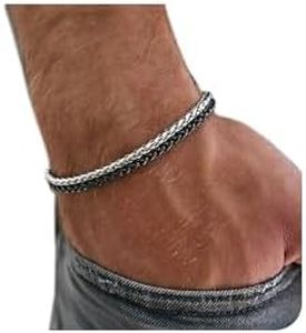 DAYANEY Mens Bracelet 9.0 Inches Silver Two-in-one Chain Set Waterproof Stainless Steel Men Jewelry, Adjustable Bracelets for Men Easter Basket Stuffers for Him, Dad or Son Pulseras Para Hombre
