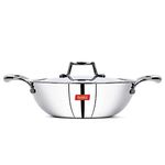 Sumeet Cook Smart TriPly SAS (Steel-Aluminium-Steel - 3 Layers) Kadhai with Lid - 1.1 Ltr - 18Cm