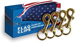 Flag Clips for Rope 4-Pack - Durable 3.2” Bronze Brass Snap Clip with Swivel Eyelet - Best for Flag Poles with Halyard Rope - 4 PCS Flag Pole Clips by Hieno Supplies - Flag Rope Clips for Flagpole