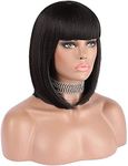 eNilecor Short Black Bob Wigs, 12" 