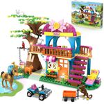 HOGOKIDS Tree House Building Sets with LED Light - Jungle Treehouse Building Toy with Car Horse Animals Swing Playset 433PCS Forest House Building Set Birthday Gift for Kids Girls Boys Age 6-12 Years