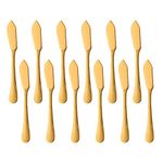 Butter Knives Stainless Steel Cheese Spreaders 5.3-Inch Gold Set, BUY&USE 12 PCS Hammered Surface Dinnerware for Butter Sandwiches Cheese Breakfast Mirror Polished