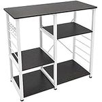 DlandHome 35.4 inches Microwave Cart Stand, Kitchen Utility Storage 3-Tier+3-Tier for Baker Rack & Spice Rack Organizer Workstation Shelf, Black