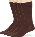 7BigStars Men Dress Socks – 4 Pack Brown, Bamboo Comfort Crew Fit, Soft and Thin Business Socks for Daily or Office Wear - Sock Size 10-13 Shoe 9-12 L