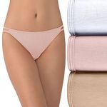 Vanity Fair Women's Illumination String Bikini Panties (Regular & Plus Size), 3 Pack - White/Quartz/Beige, 6